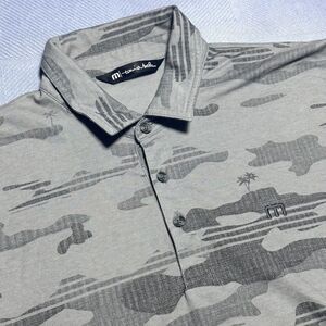 Travis Mathew Tropical Palm Trees Camo Performance Golfing Polo Shirt Medium